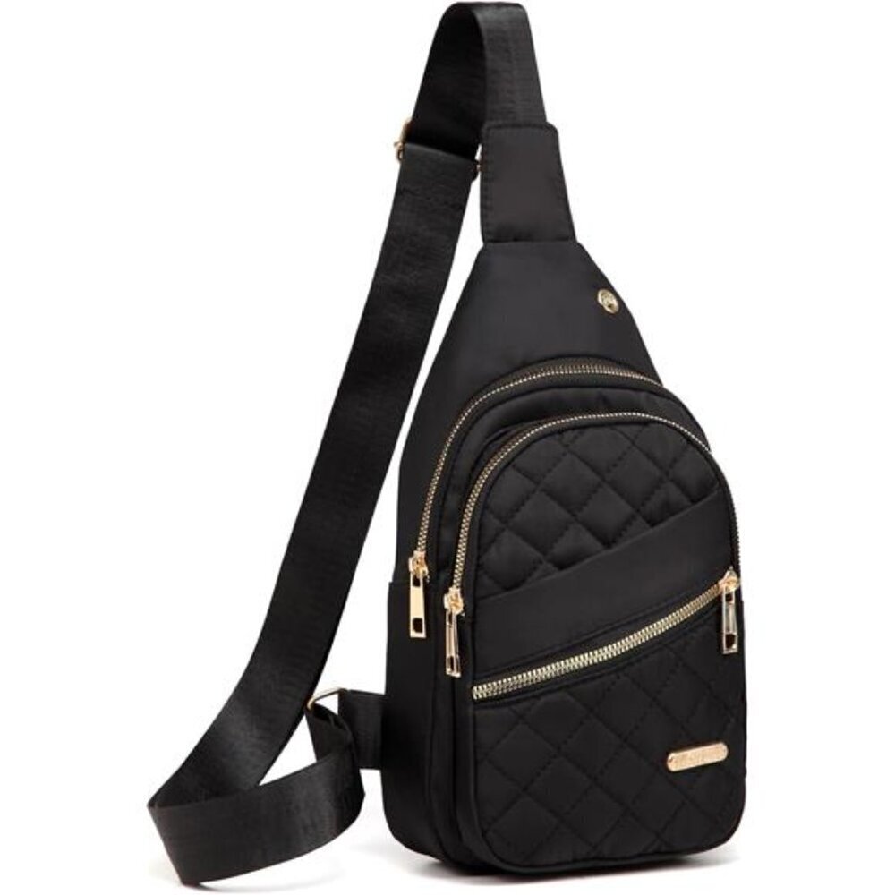 Small Black Sling Backpack Chest Bag Daypack Crossbody Travel Sport